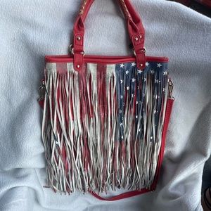 American flag fringe purse